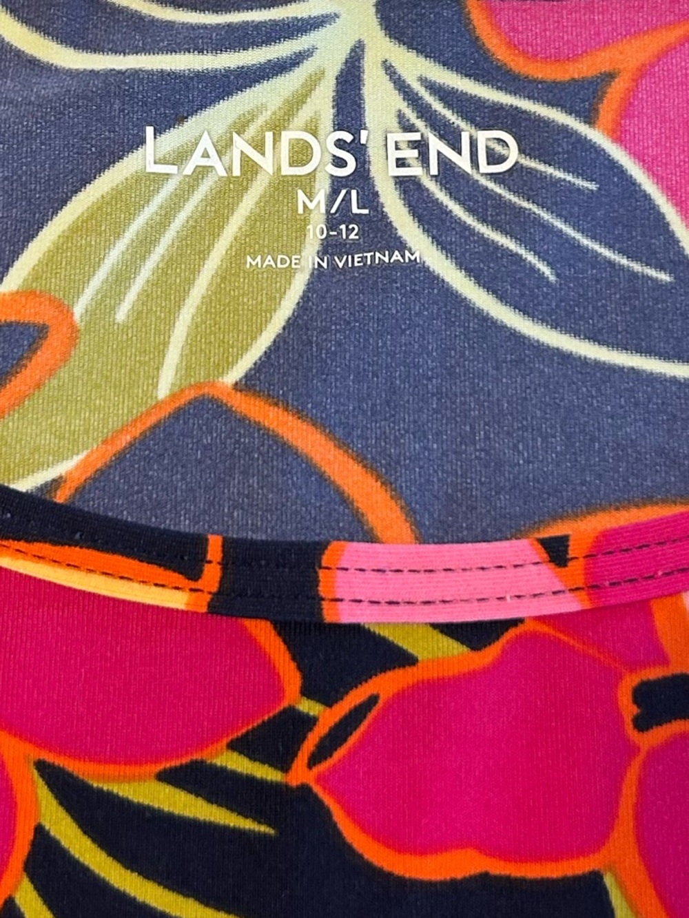 Land’s End Long Sleeve Rash Guard Navy Blue Floral Women Size M 10-12 - Picture 4 of 6